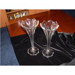 Beautiful Pair Old Tall Glass Vases #993536