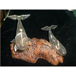 Beautiful Old Whale Oil Lamp on Carved Wood  #993545