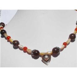  SS faceted carnelian, natural MoP necklace #993566
