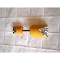 1930'S BAKELITE PIN...AWESOME W/RHINESTONES #993603