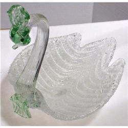 Italian Overshot Ashtray White Swan #993648
