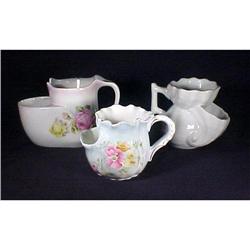 3 Porcelain Scuttle Shaving Mugs Florals & #993699