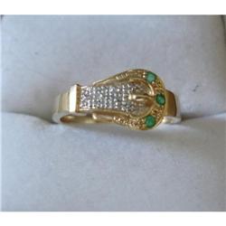 Estate 14k Emerald and Diamond Ring #993716