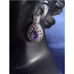 Amethyst Antique Style Sterling Silver Earrings #993721