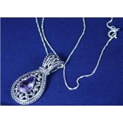 Amethyst Antique Style Sterling Silver necklace #993722