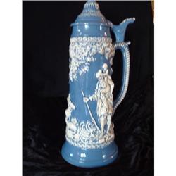 Blue With White Relief  Stein; High Glaze #993749