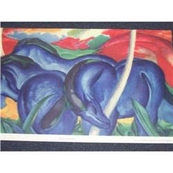 Antique Litho BLUE HORSES Franz Marc 1880*1916 #993795