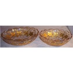 MOSER BLOWN GLASS BOWLS W/WHEELCUT HP GRAPES  #993824