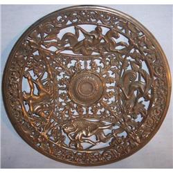 Antique Yale  & Towne piercework brass plaque #993827