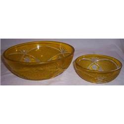 MATCHING CUT GLASS BOWLS-YELLOW/CLEAR-BOHEMIAN? #993834