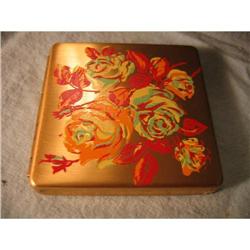 Vintage COMPACT 24 k gold plated, w/ roses #1006593