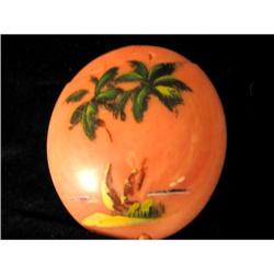 Compact-handpainted lucite, vintage #1006595