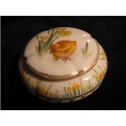 Trinket Dish --Handpainted DUCKLING & FLOWERS #1006601