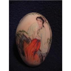 Handpainted oriental solid bisque darning egg #1006602