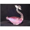 Blown Opalescent Cranberry Glass Swan #1006619