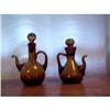 2  amber hand blown cruets #1006633
