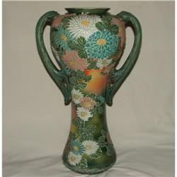 Tall 18" Antique Moriage Vase / Mums & Poppies #1006721