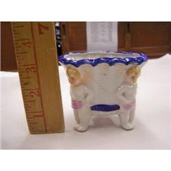 Majolica Style Made in Japan Blue White Vase  #1006725