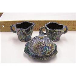 Child Carnival Glass Cream Sugar Butter Dish #1006726