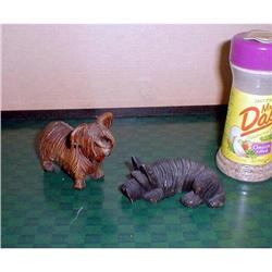 2 handcarved miniature dogs #1006746