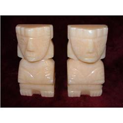 Rare Aztec Yellow Marble Bookends, Hand carved #1006874