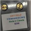 Image 2 : 14K 2 DIAMOND(0.24CT) EARRINGS