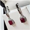 Image 2 : RHODIUM PLATED STERLING SILVER RUBY(2CT) EARRINGS