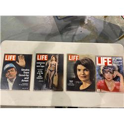 7 LIFE MAGAZINES - MAY 29, 1964 JACQUELINE KENNEDY COVER, SEPTEMBER 16, 1966 SOPHIA LOREN COVER,