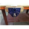Image 2 : METAL FRAME WOOD TOP WORK TABLE WITH MADE IN ENGLAND VICE H 34" W 36" L 97"