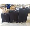 Image 2 : NEW IN BOX SWISS GEAR BLACK WITH RED TRIM 3 PIECE SUITCASES