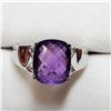 Image 1 : RHODIUM PLATED ST.SILVER AMETHYST(6CT) RING