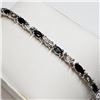 Image 2 : SILVER SAPPHIRE(4CT) DIAMOND(0.15CT) BRACELET 8"