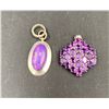 Image 1 : 2 STERLING SILVER PENDANTS WITH AMETHYST & TURQUOISE