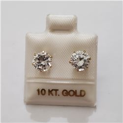 10K YELLOW GOLD CZ 6.5MM EARRINGS