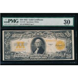 1922 $20 Gold Certificate PMG 30