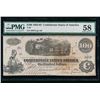 Image 1 : 1862-63 $100 Confederate States of America Note PMG 58
