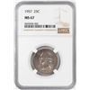 Image 1 : 1957 Washington Quarter Coin NGC MS67