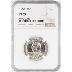 1951 Proof Washington Quarter Coin NGC PF65