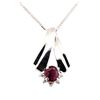 Image 2 : 0.40 ctw Ruby and Diamond Pendant with Chain - 14KT White Gold