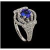 Image 4 : 1.32 ctw Tanzanite and Diamond Ring - 18KT White Gold