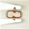 Image 5 : Antique 14kt White Gold Bezel Set Rectangular Carved Shell Cameo Ring