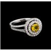 Image 1 : 14KT White Gold 0.44 ctw Citrine and Diamond Ring