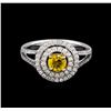 Image 2 : 14KT White Gold 0.44 ctw Citrine and Diamond Ring