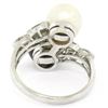 Image 7 : Solid Platinum Tahitian Black White Pearl Marquise Diamond Bypass Cocktail Ring