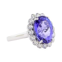 9.25 ctw Tanzanite and Diamond Ring - Platinum