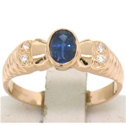 Vintage 18kt Rose Gold 0.68 ctw Sapphire and Diamond Ring