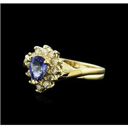 14KT Yellow Gold 0.50 ctw Tanzanite and Diamond Ring