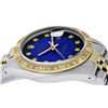 Image 5 : Rolex Mens 2 Tone 14K Blue Vignette String Pyramid Diamond Datejust Wristwatch