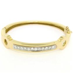 18kt Yellow and White Gold 1.01 ctw Diamond Open Bangle Bracelet