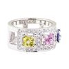 Image 1 : 1.61 ctw Multi-Colored Sapphire and Diamond Ring - 14KT White Gold